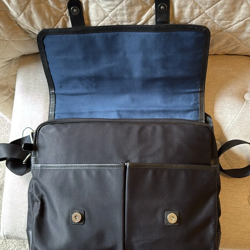 Cole Haan Black Leather Trim Messenger Bag